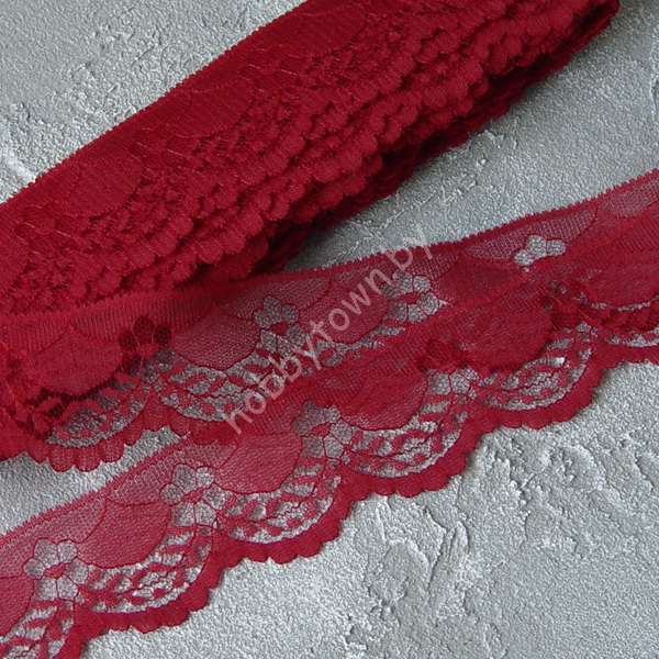 Кружево "Волна" 40 мм (цв. бордовый ) 1 м