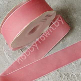 Лента бархатная 4 см (цв. розовый 10) 1 метр