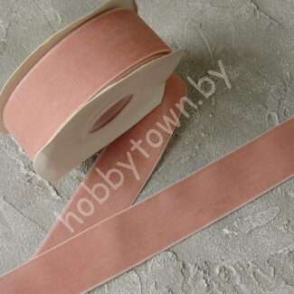 Лента бархатная 4 см (цв. розовый персик 216) 1 метр
