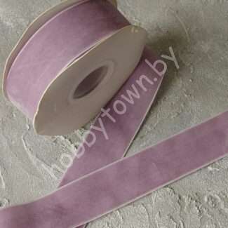 Лента бархатная 4 см (цв. сиреневый 82) 1 метр