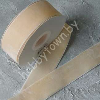 Лента бархатная 4 см (цв. св-персиковый 29) 1 метр