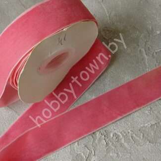 Лента бархатная 4 см (цв. ярко-розовый 41) 1 метр