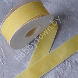 Лента бархатная 4 см (цв. жёлтый 18) 1 метр