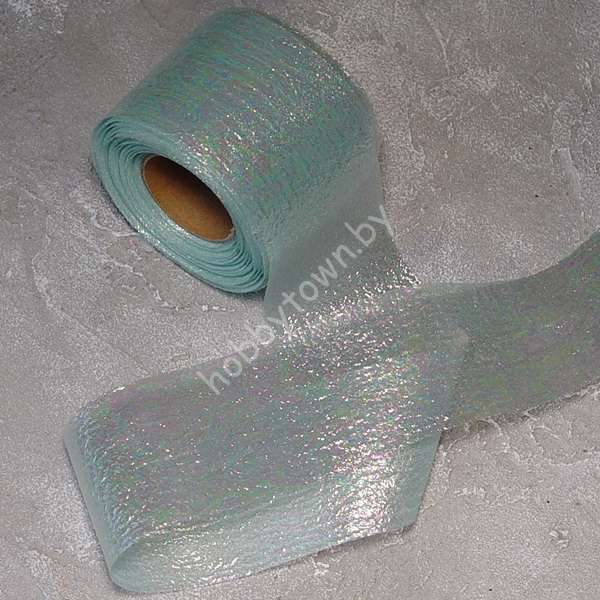 Лента декоративная перламутровая 55 мм, (цв. св-аквамариновый 5) 1 м