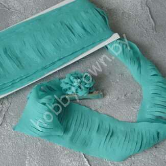 Шифоновая лента "Лапша" 5 см x 1,4 м ( цв. т-аквамариновый 49)