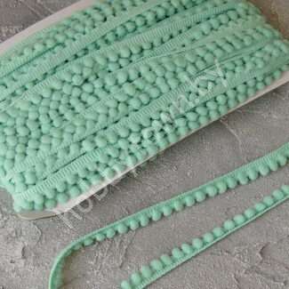 Тесьма с мини-помпонами, шир.10 мм помпон 5 мм (цв. аквамариновый ) 1 м