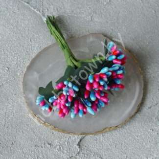 Букетик из сборных тычинок (цв. фуксия-голубой) 12 шт./букет