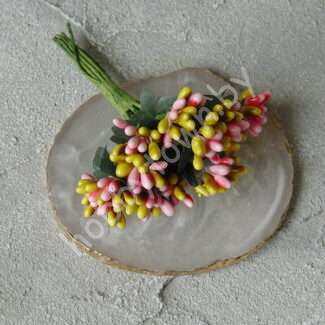 Букетик из сборных тычинок (цв. розовый-тёмно-жёлтый) 12 шт./букет