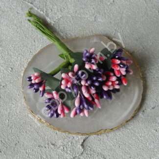 Букетик из сборных тычинок (цв. св-розовый-тёмно-фиолетовый) 12 шт./букет