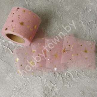 Фатин Фейерверк 5,5 см (цв. пыльно-розовый/золото 7) 1 м