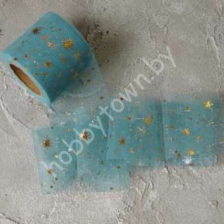 Фатин Фейерверк 5,5 см (цв. тёмно-бирюзовый/золото 9) 1 м