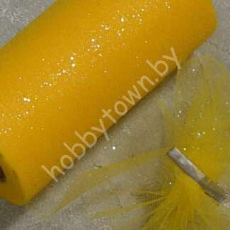 Фатин средней жёсткости с блёстками, ширина 15 см, (цв. св-оранжевый 45) 1 метр