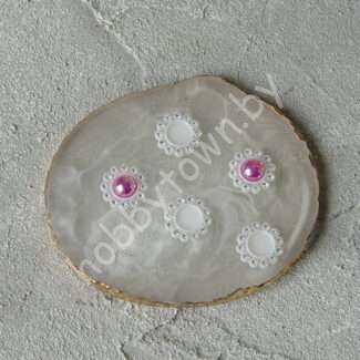 Кабошон-серединка со стразами, 16 мм (цв. белый) 1 шт.