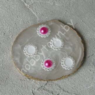 Кабошон-серединка со стразами, 18 мм (цв. белый) 1шт.