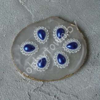 Кабошон-серединка со стразами "Капля" 22x18 мм (цв. синий) 1 шт.