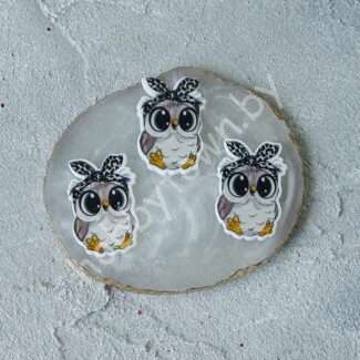 Кабошон-вырубка Совёнок в солохе , 23x35 мм 1 шт.