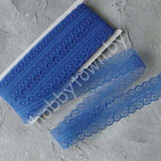 Кружево-трикотаж 30 мм, (цв. синий 18) 1 м