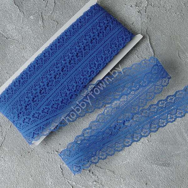 Кружево-трикотаж 30 мм, (цв. синий 18) 1 м