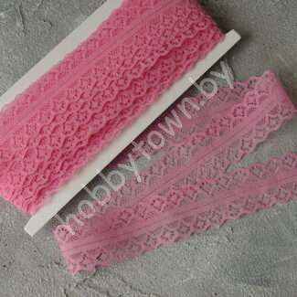 Кружево-трикотаж 30 мм, (цв. тёмно-розовый) 1 м
