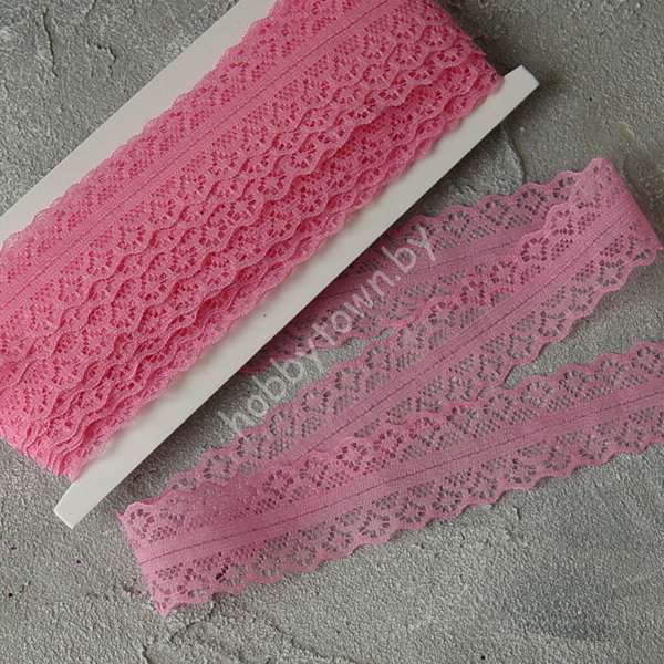 Кружево-трикотаж 30 мм, (цв. тёмно-розовый) 1 м