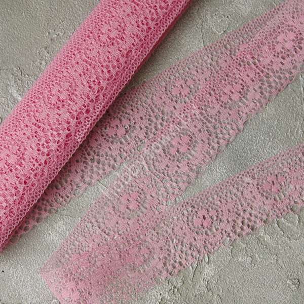 Кружево-трикотаж 37 мм (цв. розовый 3) 1 м