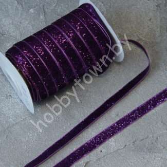 Лента бархатная с люрексом 1 см (цв. тёмно-фиолетовый) 1 метр