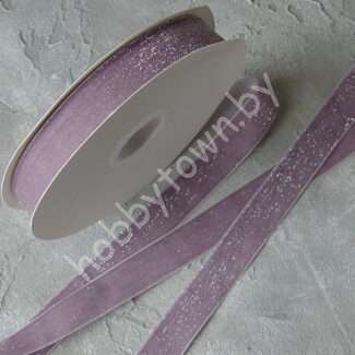 Лента бархатная с люрексом 2,5 см (цв. сиреневый 82) 1 метр