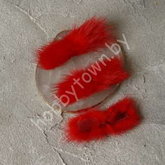 Меховые полоски натуральные 2,5 x 7 см (цв. красный 50) 1 шт.