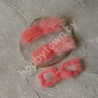 Меховые полоски натуральные 2,5 x 7 см (цв. розовый 18) 1 шт.