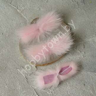 Меховые полоски натуральные 2,5 x 7 см (цв. св-розовый 6) 1 шт.