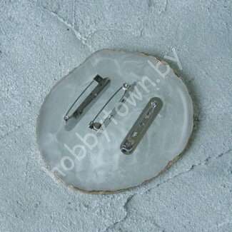 Основа для броши 3,8 см с платформой (цв. серебро) 1 шт.