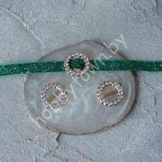 Пряжка-серединка пластик со стразами Круг 20 мм (цв. золото) 1 шт.