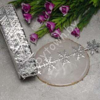 Лента декоративная "Снежинки" 25 мм (цв. серебро) 1 м