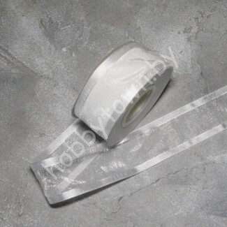 Лента органза с атласным краем 40 мм (цв.белый 01) 1 метр