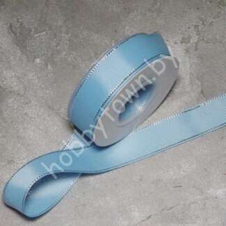 Лента репсовая 25 мм (цв. голубой с люрексом серебро 97) 1 м