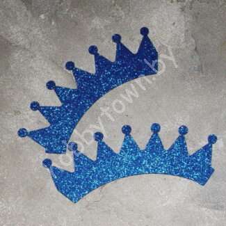 Патч из глиттерного фоамирана "Корона" 10 см (цв. синий ) 1 шт.