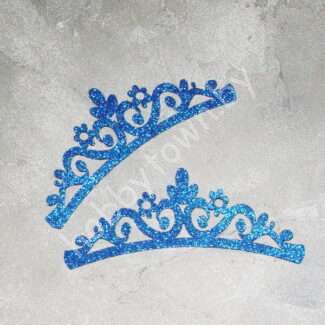 Патч из глиттерного фоамирана "Тиара -1" 14 см (цв. синий ) 1 шт.