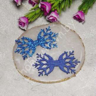 Патч-вырубка из глиттерного фетра "Серединка для бантика" 60 мм (цв. синий ) 1 шт.