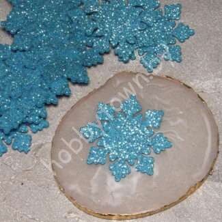 Патч-вырубка из глиттерного фоамирана 2 мм "Снежинка 1" 50 мм (цв. св-голубой) 1 шт.