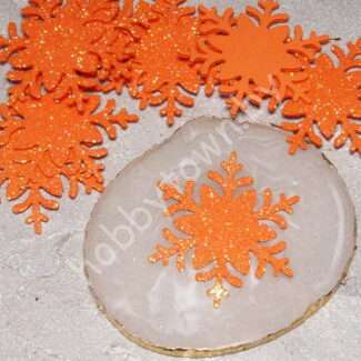 Патч-вырубка из глиттерного фоамирана 2 мм "Снежинка 3" 50 мм (цв. ярко-оранжевый) 1 шт.