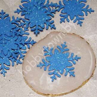 Патч-вырубка из глиттерного фоамирана 2 мм "Снежинка 3" 50 мм (цв. синий) 1 шт.