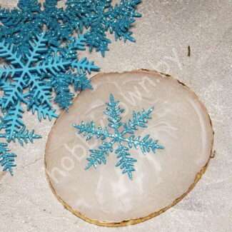 Патч-вырубка из глиттерного фоамирана 2 мм "Снежинка 5" 50 мм (цв. голубой) 1 шт.