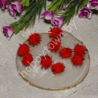 Помпоны с люрексом 1,5 см, (цв. красный) 10 шт.