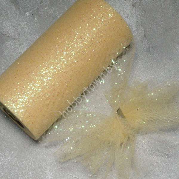 Фатин средней жёсткости с блёстками, ширина 15 см, (цв. тёмно-бежевый 8) 1 м