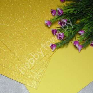 Фоамиран глиттерный 2 мм 20x30 см (цв. тёмно-жёлтый ) 1 шт.