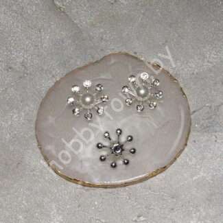 Кабошон флоризель пластик Корона с бусиной 24 мм (цв. серебро) 1 шт.