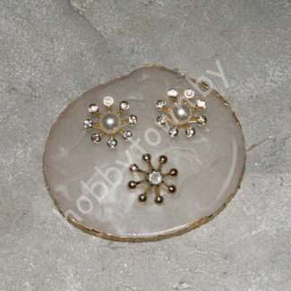 Кабошон флоризель пластик Корона с бусиной 24 мм (цв. золото) 1 шт.