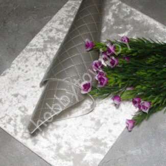 Кожзам двухсторонний с бархатом (цв.молочный)