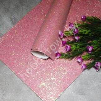 Кожзам "Соты" глиттер-перламутр (цв. нежно-розовый )