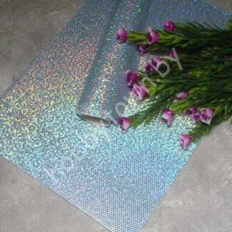 Кожзам текстурный голографик "Ромбики" (цв. св-голубой 5В)